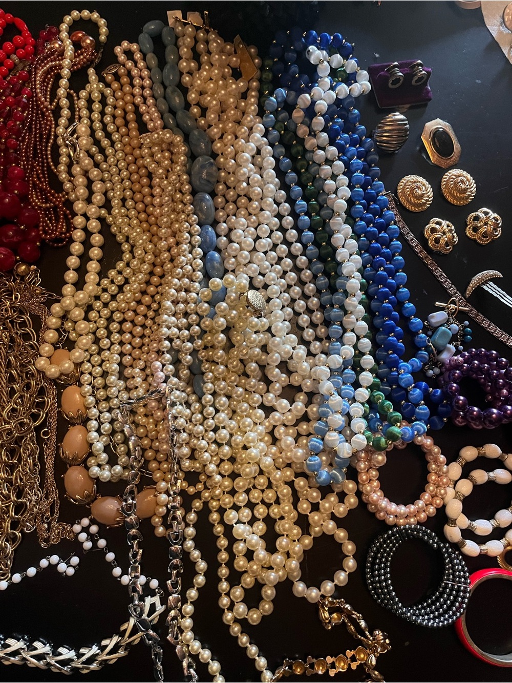 Vintage Jewelry Lot Necklaces Bracelets Earrings Scarf Clips